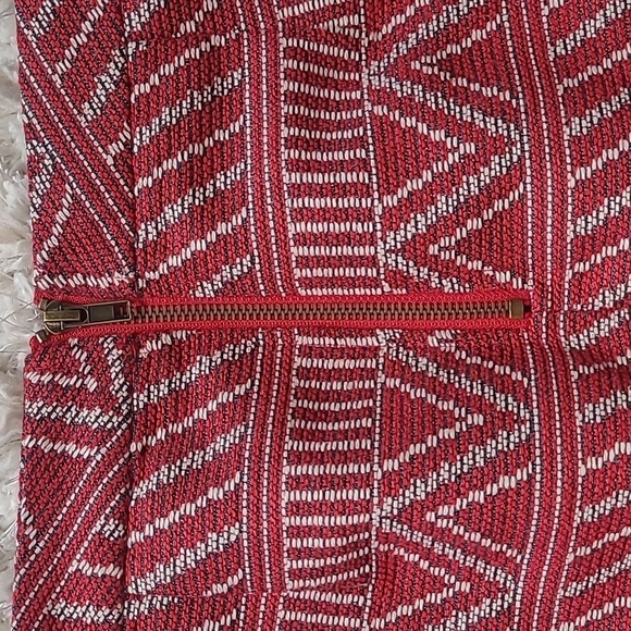 JustFab Jacquard Tapestry Woven A-Line Mini Skirt XS Red White - Picture 12 of 17